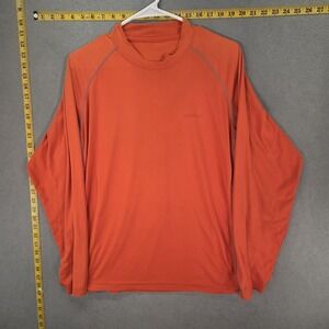 Simms SolarFlex Shirt Mens Medium Orange Long Sleeve Fishing Sun UPF Protection